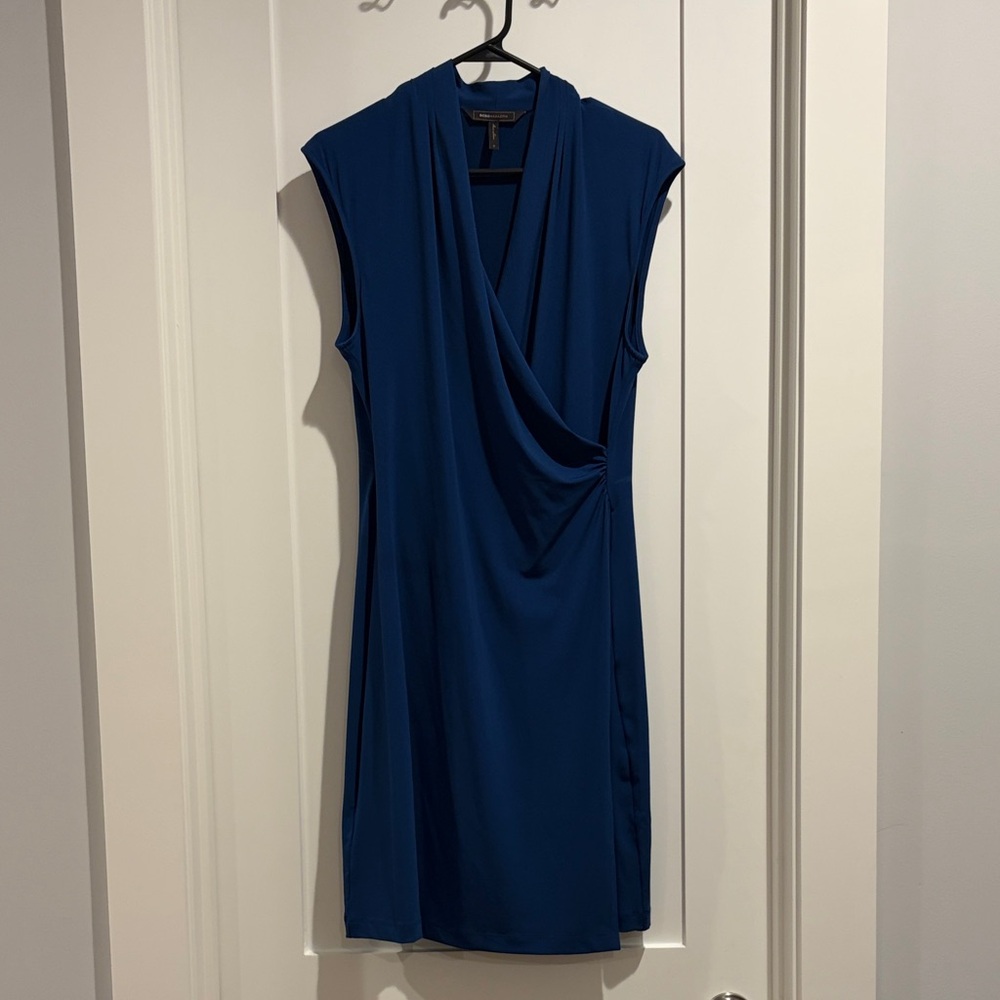 BCBGMaxAzria Deep Blue Draped Midi Dress